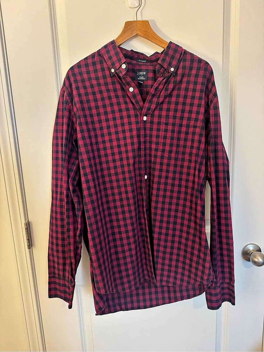 J.Crew Classic Flex Washed Plaid Cotton Shirt Size Medium